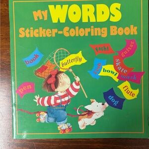Vintage 1980s My Words Sticker-Coloring Book by Vanna Bristot paperback